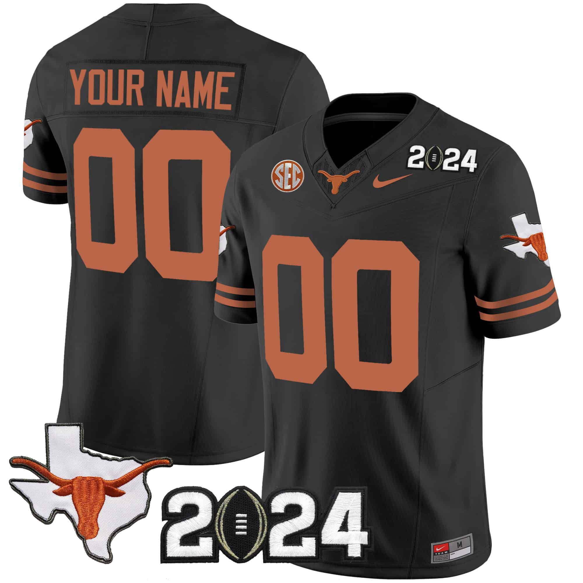 Men Texas Longhorns Black 2024 Nike Vapor Limited Custom NCAA Jersey style 1